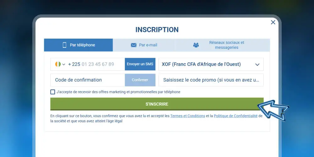 terminer l'inscription